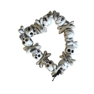 Enfilez ce bracelet tête de mort et os - 12 x 10 x 1,5 cm et partez à la soirée d’Halloween | jourdefete.com