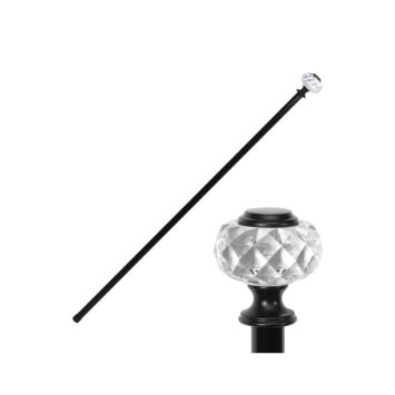 Canne de Vampire d'Halloween avec diamant rond en métal - 94,5 cm
