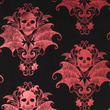 Chemin de table d'Halloween en velours avec impression baroque - 28 cm x 3 m