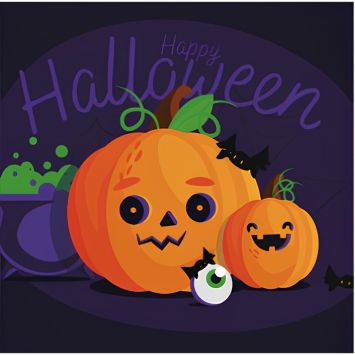 20 serviettes en papier - Collection Citrouille Mignonne d'Halloween