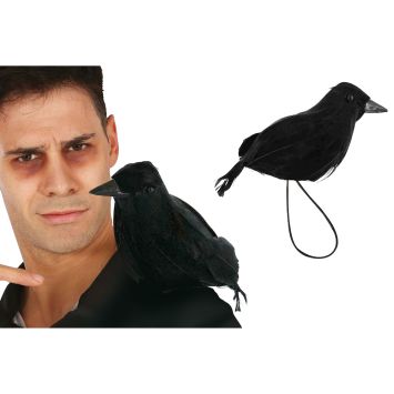Corbeau pour épaule d'Halloween avec élastique - 15 cm