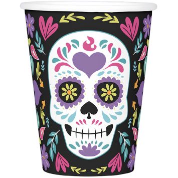 10 gobelets en carton - 25 cl - Collection Crâne "Day of the Dead" d'Halloween