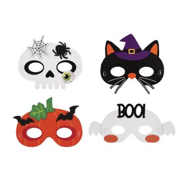 Un lot de 4 loups d'Halloween pour enfant pour la soirée d'Halloween | jourdefete.com
