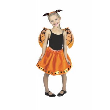 Set de déguisement sweety bat avec serre-tête, paire d'ailes et tutu de couleur orange pour fille