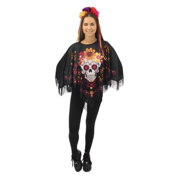 Poncho et tiare de Day of the Dead pour femme - Taille unique