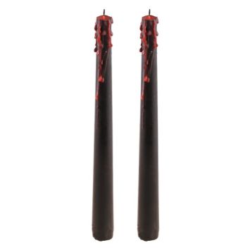 2 bougies flambeaux sanglantes d'Halloween - 2,1 x 25 cm