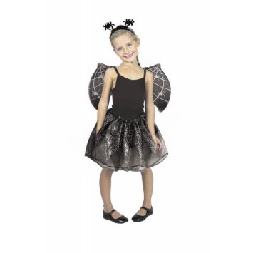 Set de déguisement sweety spider pour fille avec serre-tête, paire d'ailes, tutu de couleur noir. 