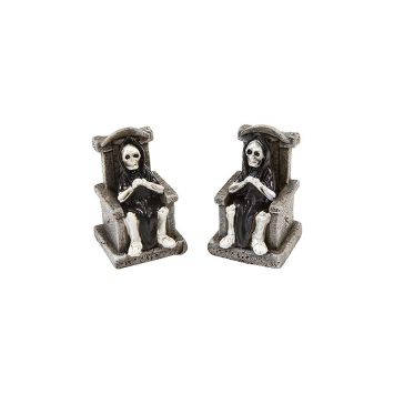 2 squelettes assis sur tombe d'Halloween en résine