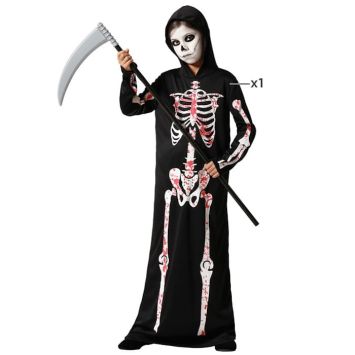 Costume enfant squelette noir avec taches de sang pour Halloween | jourdefete.com