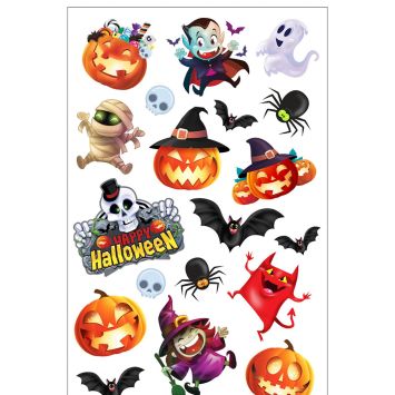 Tatouages temporaires colorés d'Halloween pour enfant