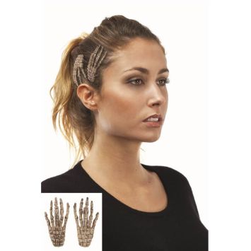 Set de 2 Barrettes Mains de Squelette - Marron