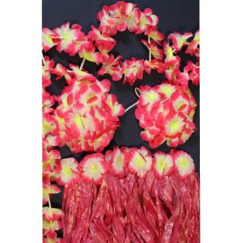 tenue hawaïenne pour femme rose de 5 pièces | jourdefete.com