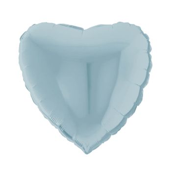 ballon cœur aluminium bleu pastel 56 cm