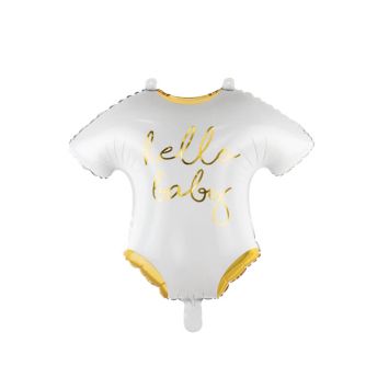 ballon body blanc et or hello baby | jourdefete.com