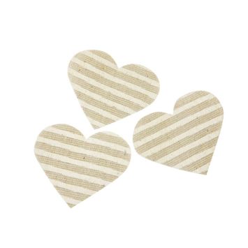 Cœurs décoratifs rayés en lin naturel