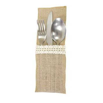 Porte Couverts en jute et dentelle