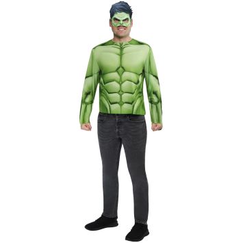 Déguisement Hulk adulte avec t-shirt muscles et masque vert | jourdefete.com