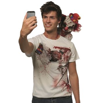 T-Shirt Adulte Halloween - Selfie avec Clown Tueur