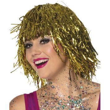 Perruque Disco Femme Lamée Or