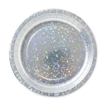 10 assiettes étoilées en carton - Diamètre 22 cm - Couleur au choix