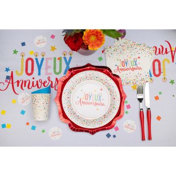 12 serviettes "Joyeux Anniversaire" en papier - 33 x 33 cm - Collection Anni' Festy