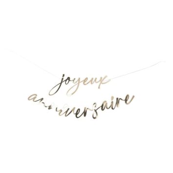 Guirlande de lettres "Joyeux Anniversaire" en papier - 180 cm - Collection Gold'n Age