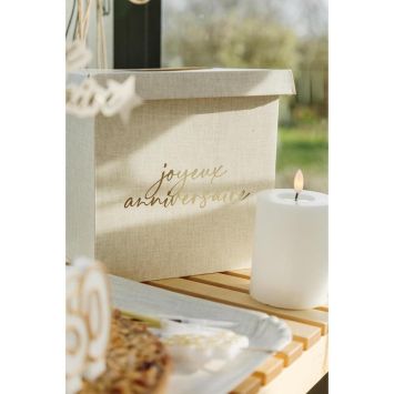 Urne "Joyeux Anniversaire" en carton - 20 x 20 cm - Collection Gold'n Age