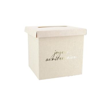 Urne "Joyeux Anniversaire" en carton - 20 x 20 cm - Collection Gold'n Age