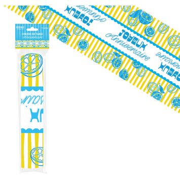 Chemin de table "Joyeux Anniversaire" en tissu - 5 m - Collection Lemon
