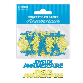 Confettis de table "Joyeux Anniversaire" en papier - Collection Lemon