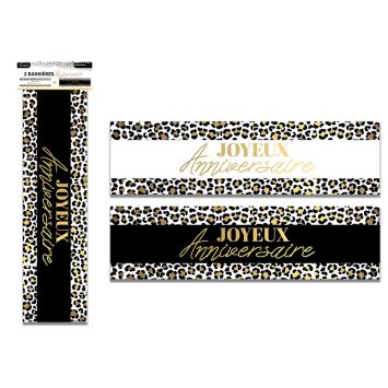 2 bannières "Joyeux Anniversaire" - Collection Léopard