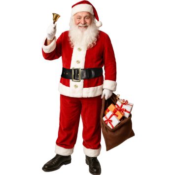Costume adulte Père Noël traditionnel rouge et blanc avec ceinture et bonnet | jourdefete.com