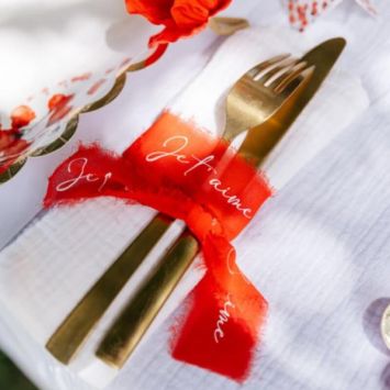 Ruban Effiloché en Mousseline de Soie - Je t'aime