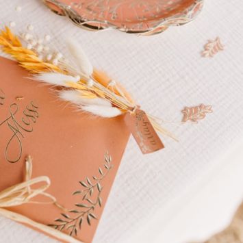 10 Étiquettes + Raphia - Collection Jolis Brins - Terracotta et Or 