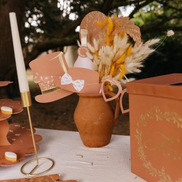 Kit Photobooth - 10 Pièces - Collection Jolis Brins - Terracotta et Or