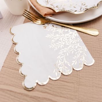 16 Serviettes - Collection Jolis Brins - Blanc et Or