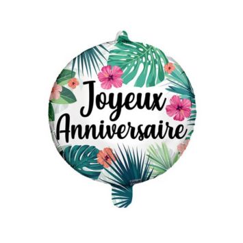ballon aluminium joyeux anniversaire tropical | jourdefete.com