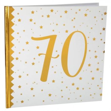 Livre d'Or Anniversaire - Blanc et Or - 70 ans | jourdefete.com