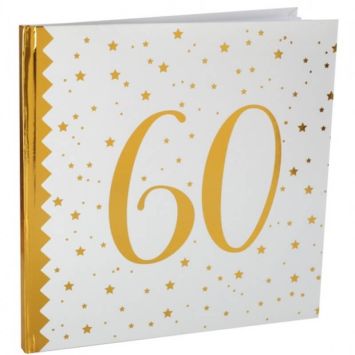 Livre d'Or Anniversaire - Blanc et Or - 60 ans | jourdefete.com