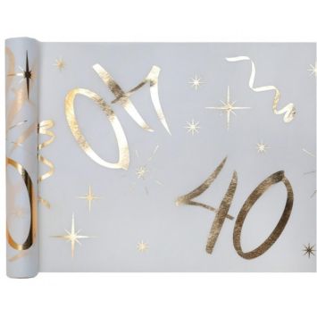 Chemin de Table Anniversaire - Blanc et Or - 40 ans | jourdefete.com