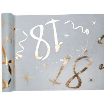 Chemin de Table Anniversaire - Blanc et Or - 18 ans | jourdefete.com