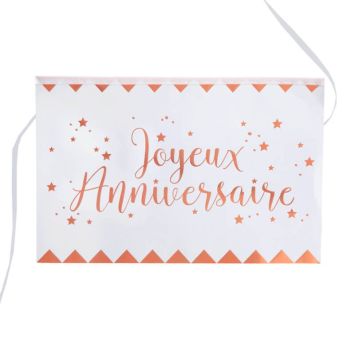 Banderole Joyeux Anniversaire - Métal Rose Gold