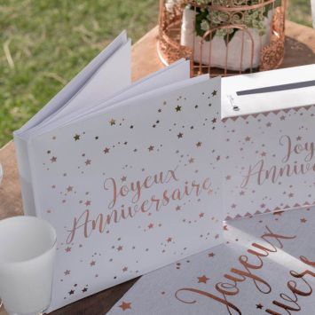 Livre d'Or Joyeux Anniversaire - Métal Rose Gold