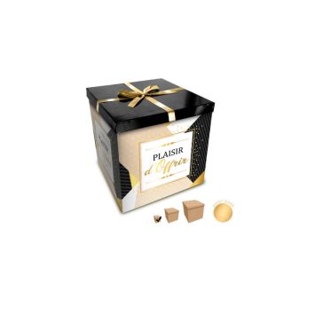 Boîte Cadeau Plaisir d'Offrir - Noir et Or - 10 x 10 cm