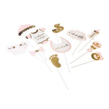 Kit Photobooth Baby Shower Fille / 11 pièces | jourdefete.com