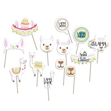 Kit photobooth Lama - 13 pièces | jourdefete.com