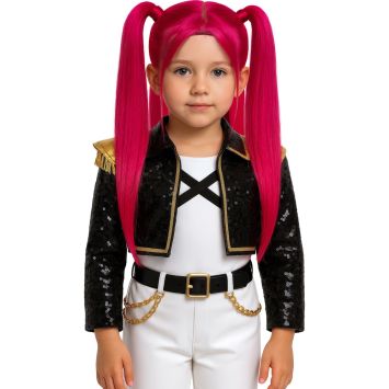 Perruque rose K-pop fille à couettes inspirée de KPop Demon Hunters | jourdefete.com
