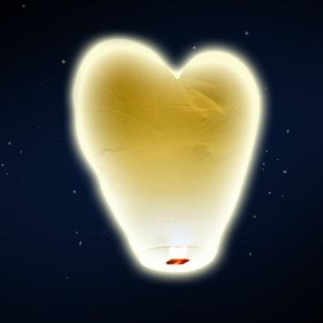 Lanterne volante coeur - Blanc