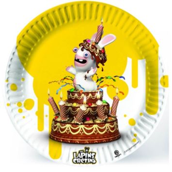 6 Assiettes en Carton - Lapins Crétins - Gâteau d'Anniversaire | jourdefete.com