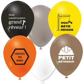6 ballons en latex - Diamètre 25 cm - Les Bâtisseurs du Futur